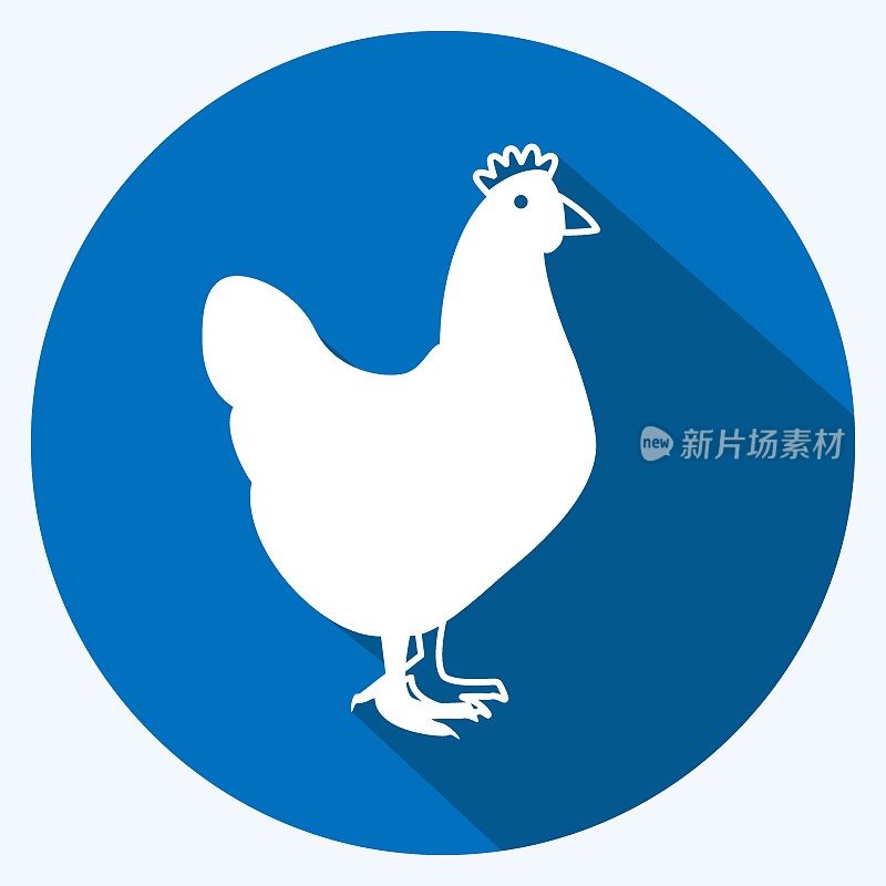 Icon Chicken. suitable for animal symbol. long shadow style. simple design editable. design template vector. simple symbol illustration